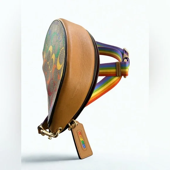 🌈 COACH Willow Saddle Bag in Rainbow Signature Canvas - Pride Edition & Dust Bag - Picture 8 of 12